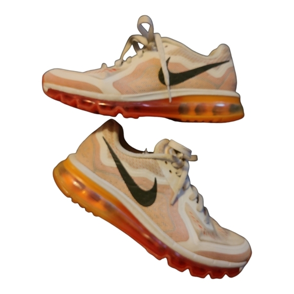 Nike* Air Max* Running Shoe* White/Orange* Sz 8 - Picture 1 of 7